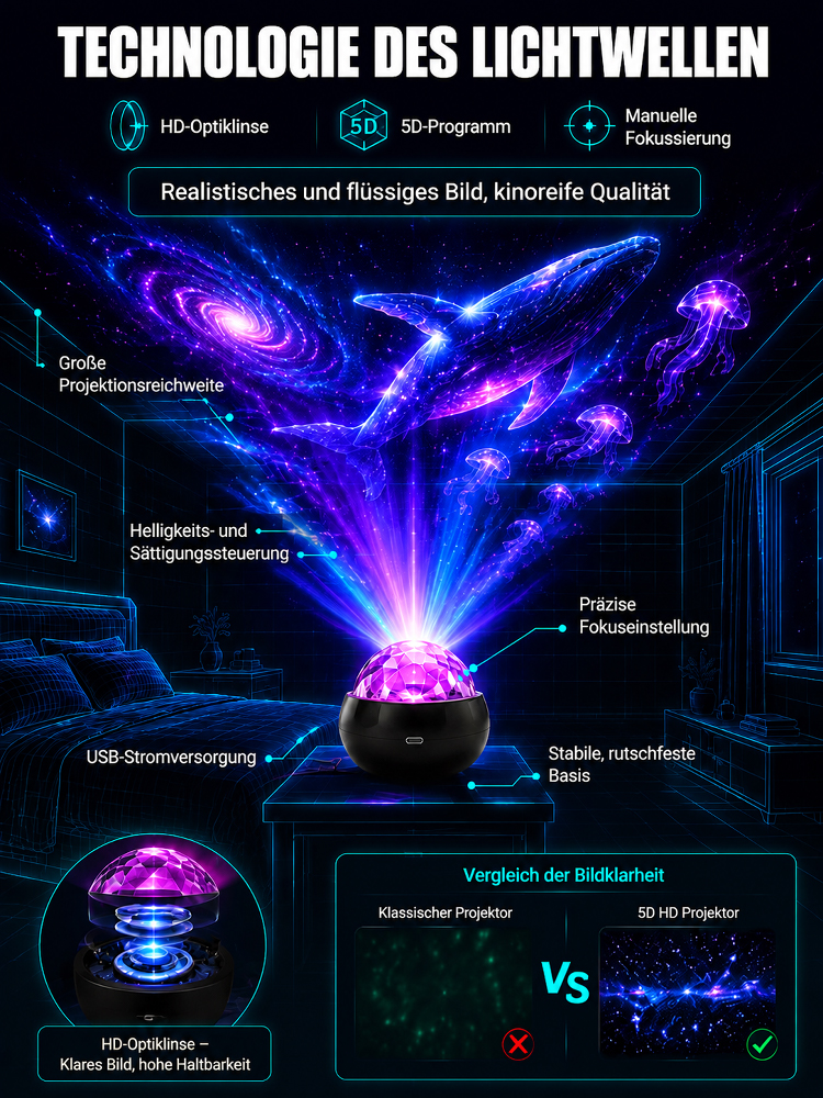 5D & 4K UHD Holografischer Projektor – Verwandeln Sie Ihr Zimmer oder Ihr Auto in ein magisches Universum!