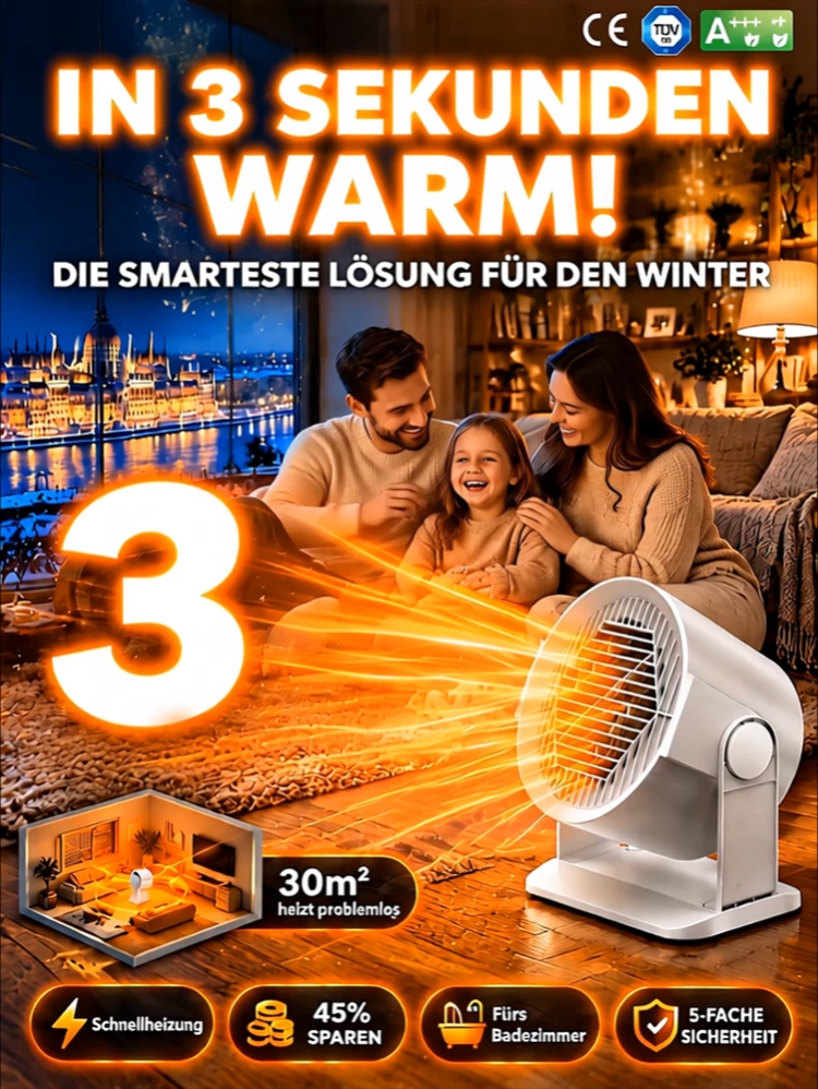 Das Heizwunder für Ihr Zuhause: Schnelles Aufheizen in 3 Sekunden – bis zu 200 m² in nur 3 Minuten warm