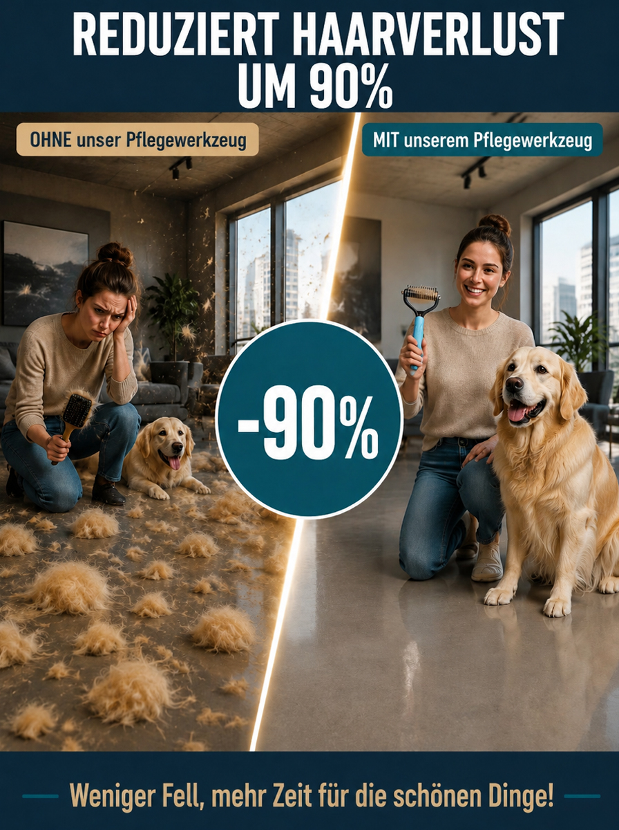 Professioneller doppelseitiger Haustierkamm – reduziert Haaren um 90%. Heute 1+1 GRATIS!