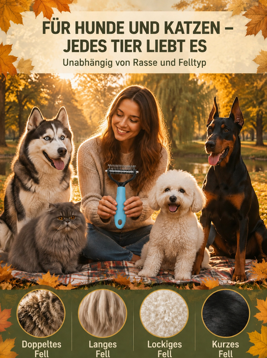 Professioneller doppelseitiger Haustierkamm – reduziert Haaren um 90%. Heute 1+1 GRATIS!