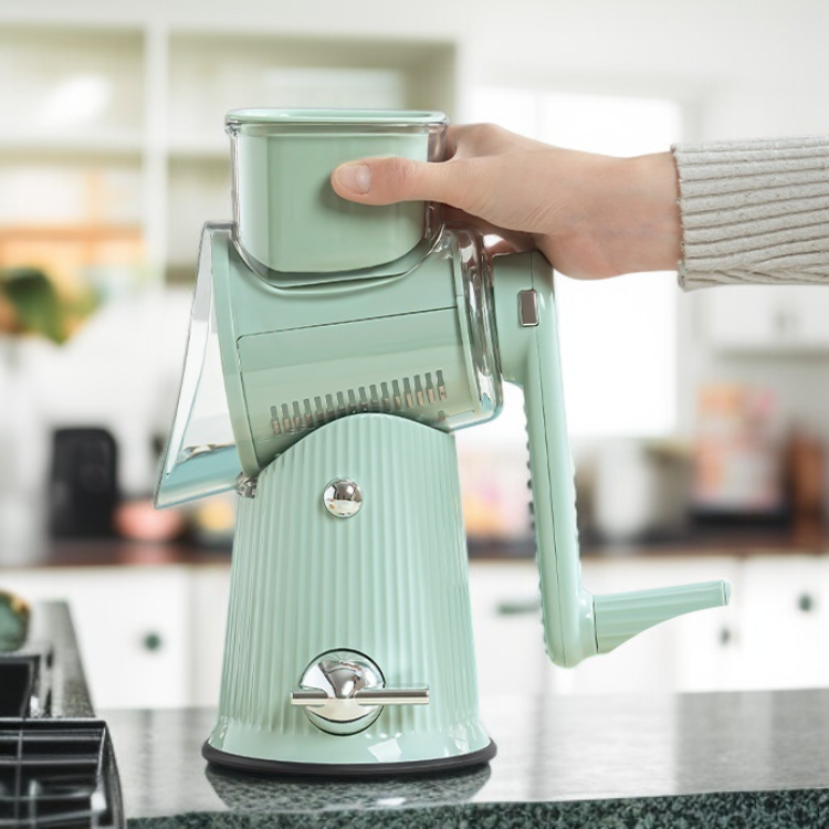 Handbetriebener Multifunktions-Gemüseschneider zum Reiben, Schneiden und Zerkleinern