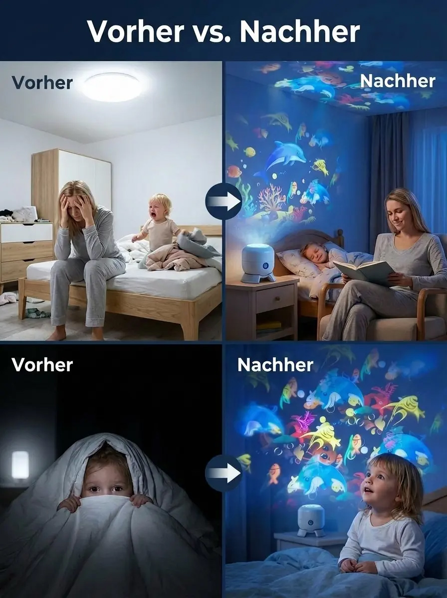 Bunte drehende Festtagsdekoration Lichter– Zauberhafte Unterwasserwelt mit Augenschutz!