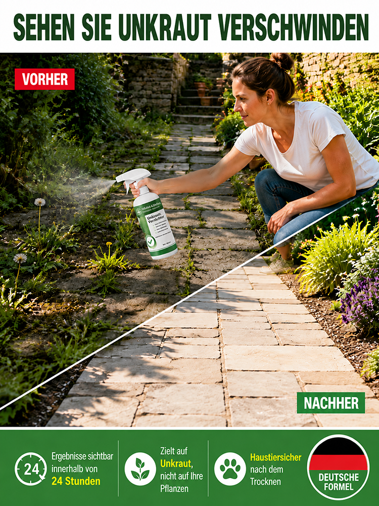 ⏱️ Morgens sprühen, nachmittags sauber! 100% Bio-Unkrautvernichter (Sicher für Hunde & Kinder) ✨