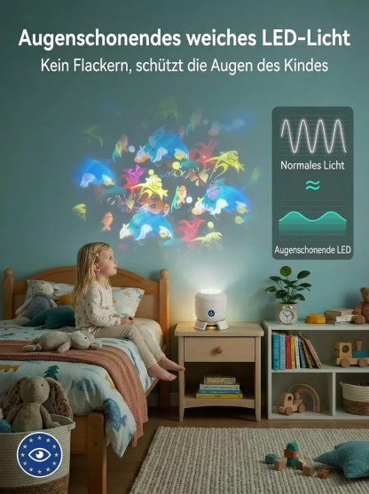 Bunte drehende Festtagsdekoration Lichter– Zauberhafte Unterwasserwelt mit Augenschutz!