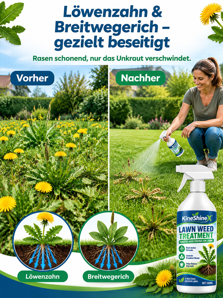 [Wirkt bis in die Wurzeln] Spray zur Unkrautbekämpfung im Rasen | Bio Unkrautvernichter Ohne Glyphosat | Bis zu 5 Jahre Unkrautfrei (-50%)