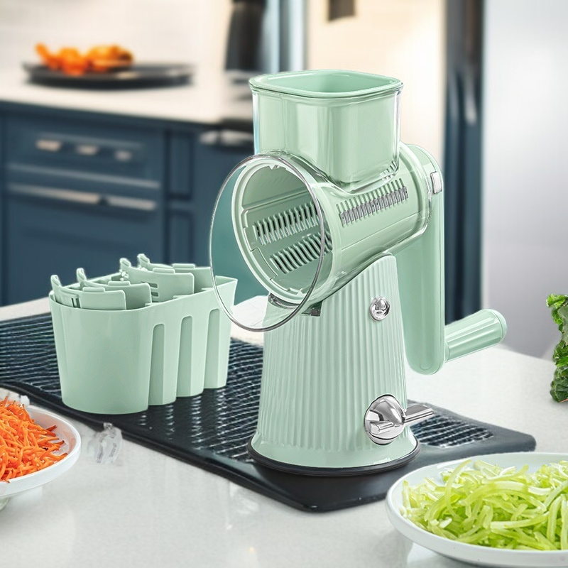 Handbetriebener Multifunktions-Gemüseschneider zum Reiben, Schneiden und Zerkleinern