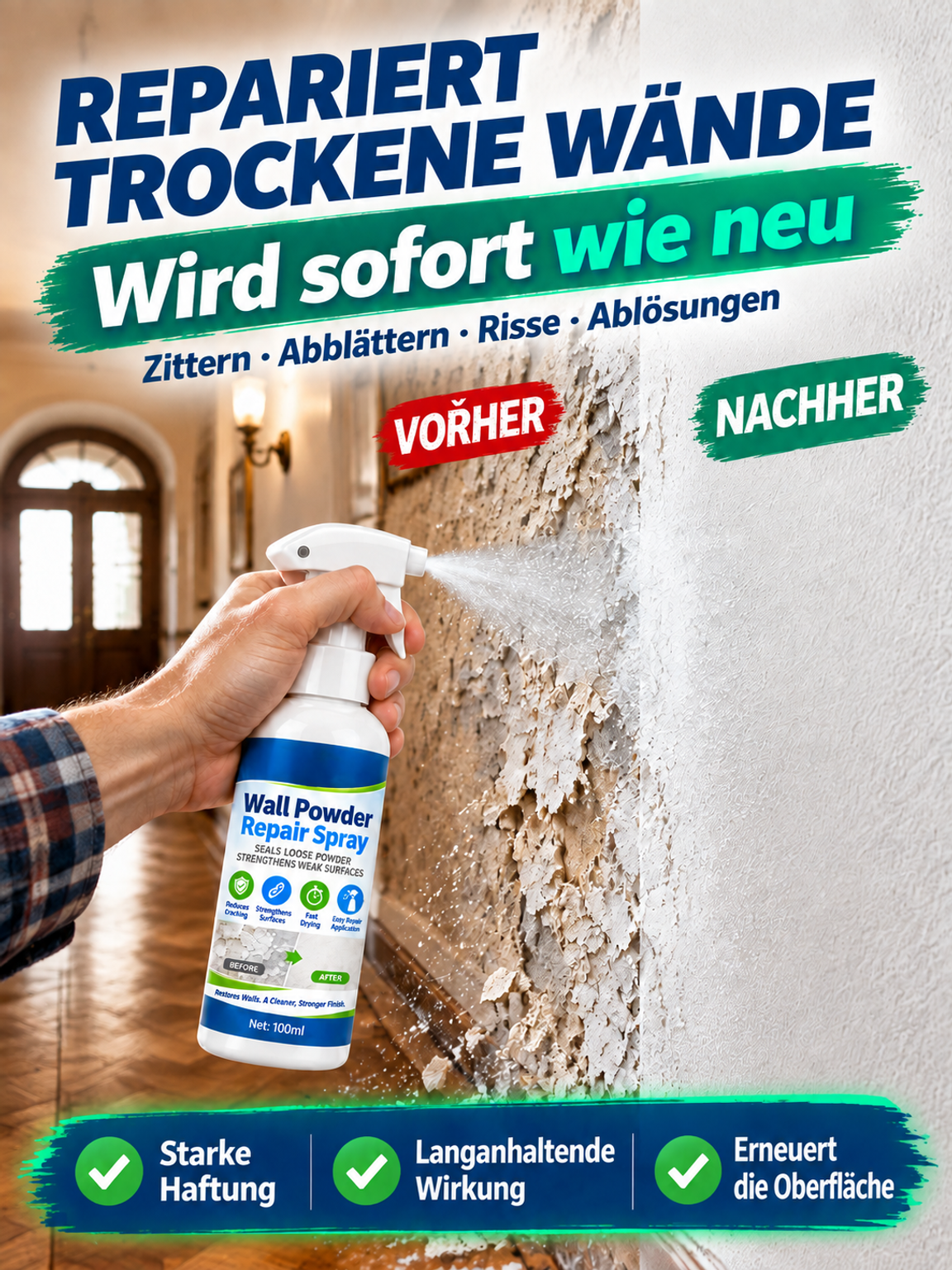 【Senken Sie enorme Arbeitskosten】Profi-Reparaturspray gegen Risse & Schimmel