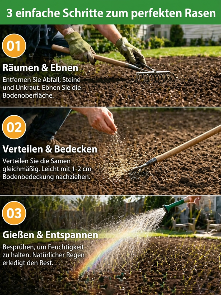 JS-[99 % Keimrate in 7 Tagen] Grassamen verschiedener Sorten.Üppiges Grün das ganze Jahr über