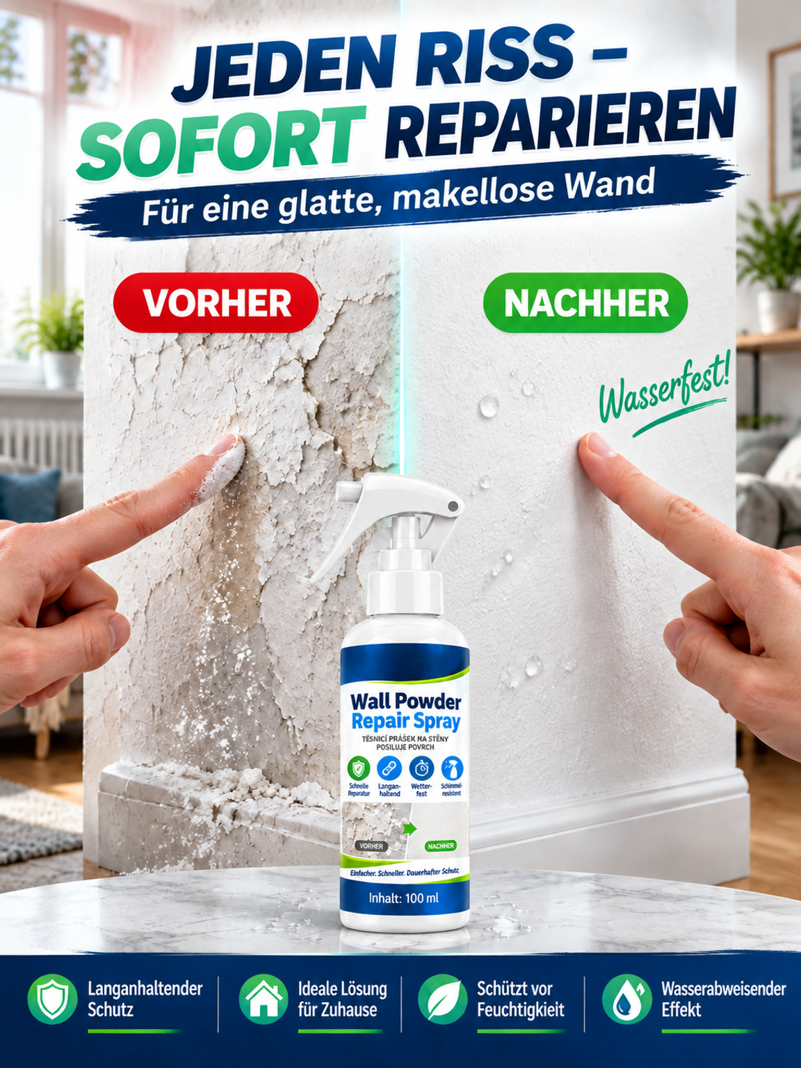 【Senken Sie enorme Arbeitskosten】Profi-Reparaturspray gegen Risse & Schimmel