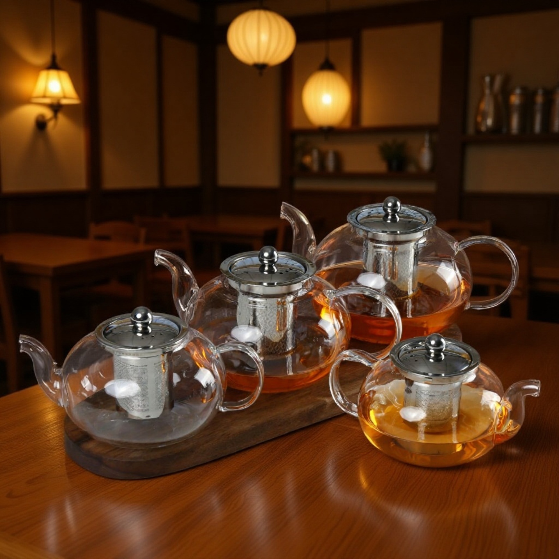 Modern tea filter pot with stainless steel components