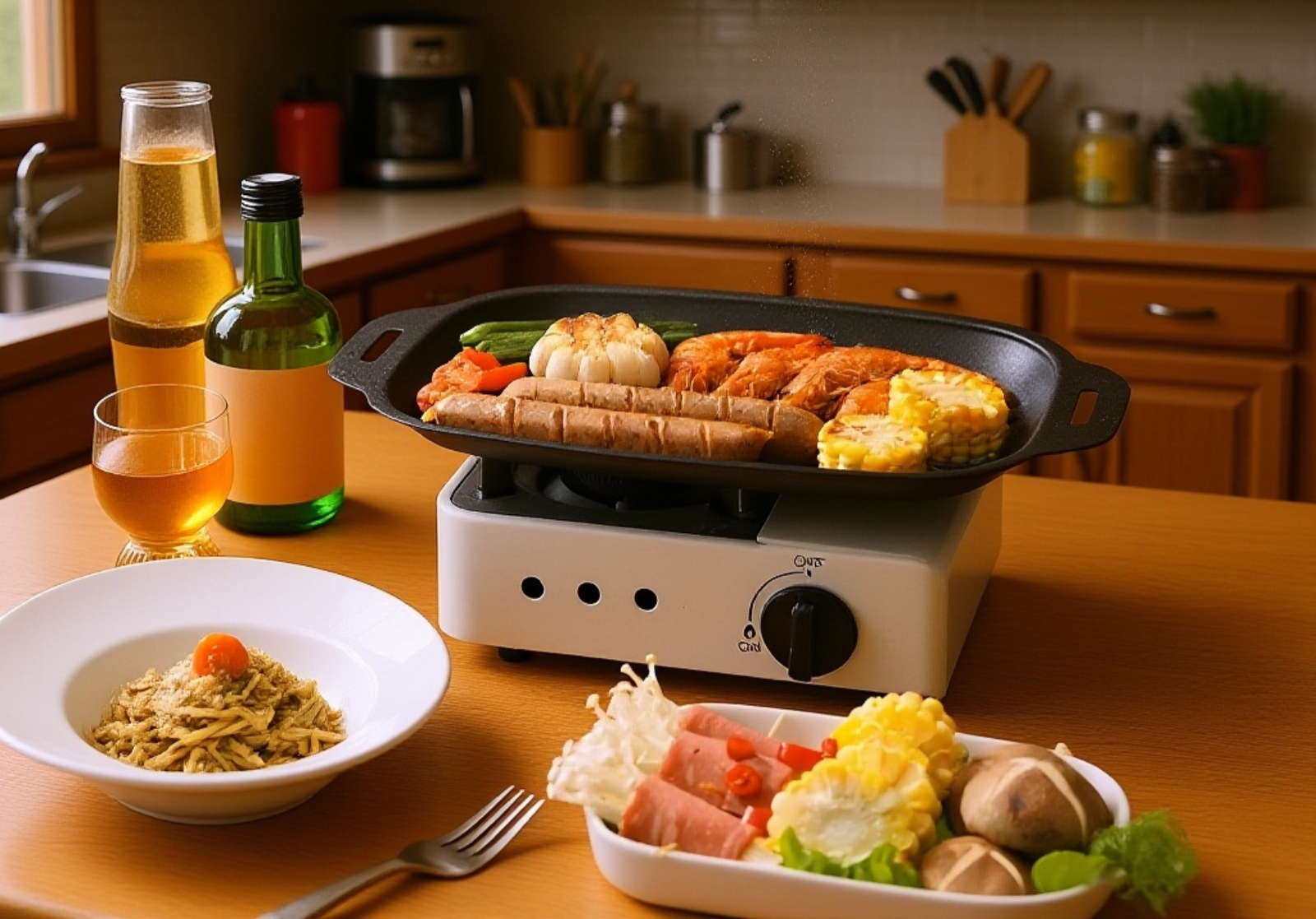 Kitchen bakeware set featuring black baking tray
