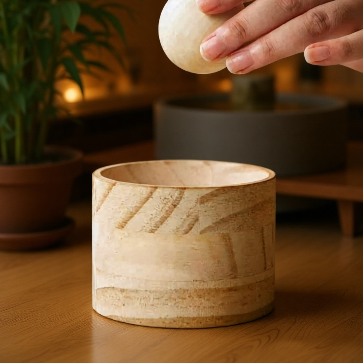 Wooden circular dumpling skin artifact for uniform wrappers
