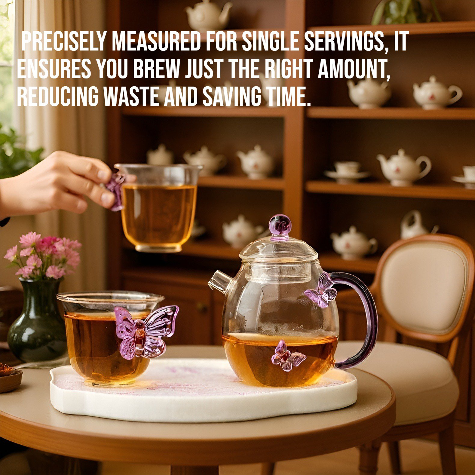 Disposable glass teapot with modern design