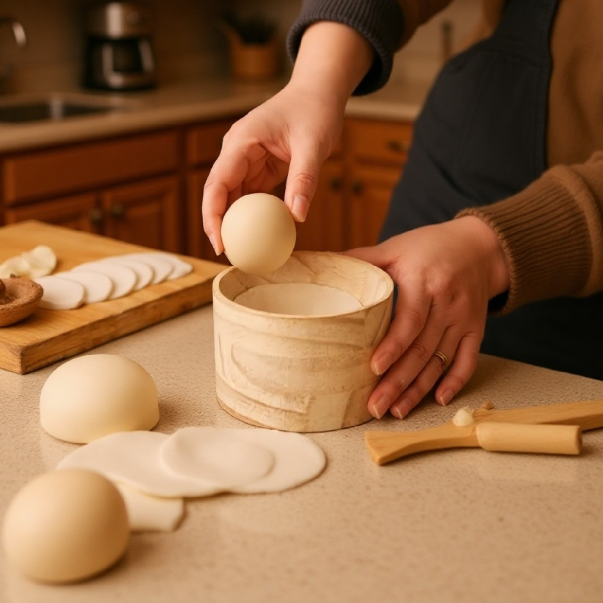 Effortless dumpling skin preparation with circular tool