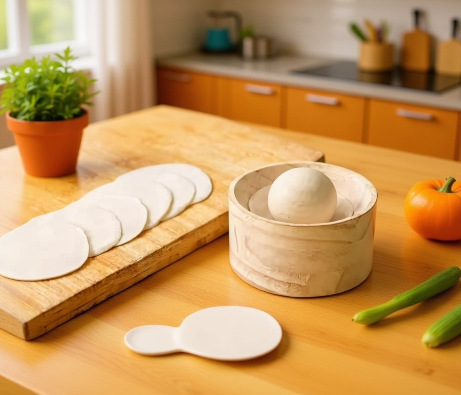 Traditional dumpling wrapper press made of wood