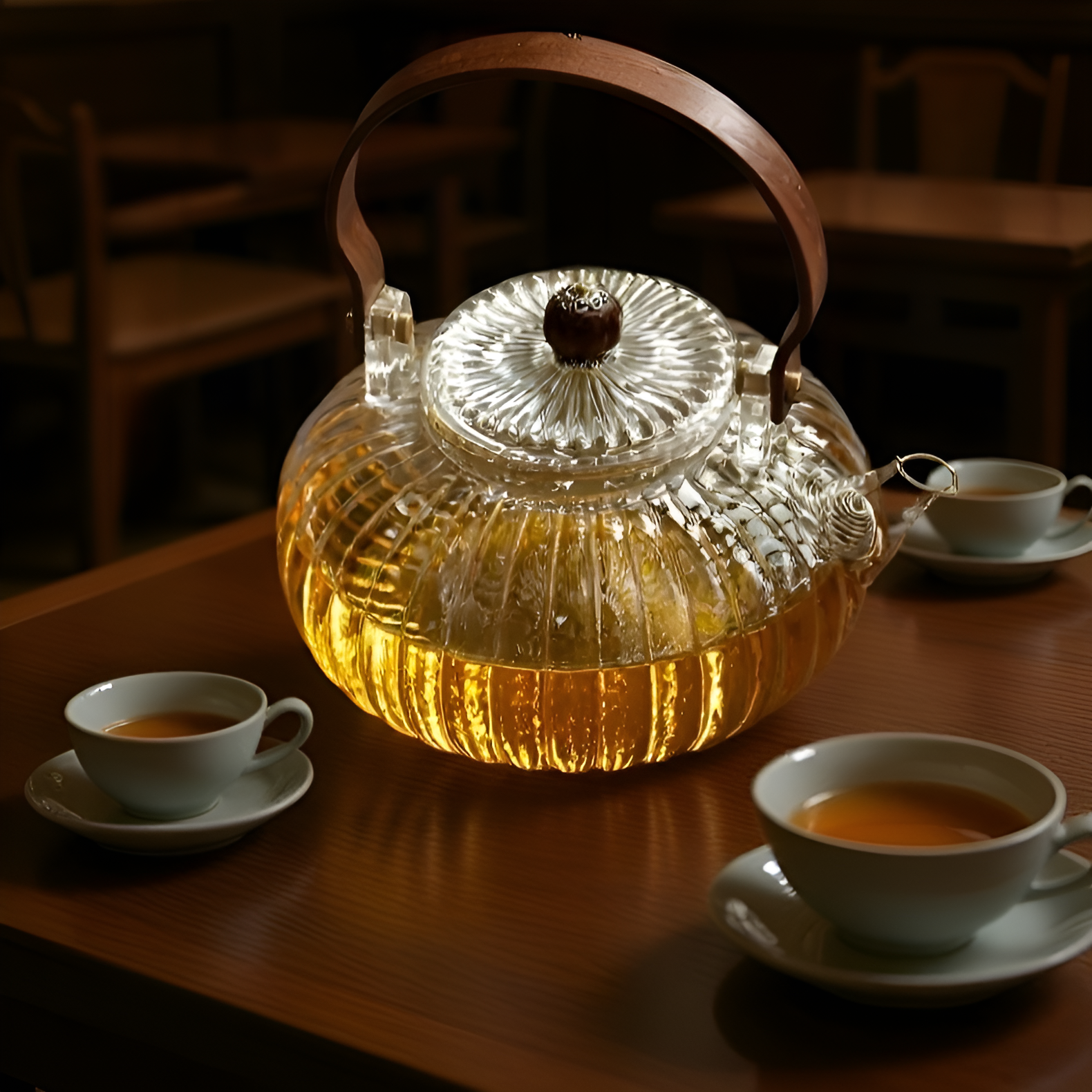 Modern open flame teapot with stainless steel infuser