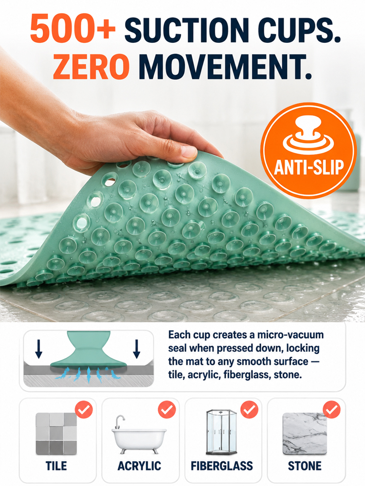 🚀 Non-Slip Mat: Grip to prevent dangerous slips, No more bathroom falls!