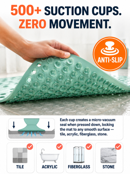 🚀 Non-Slip Mat: Grip to prevent dangerous slips, No more bathroom falls!