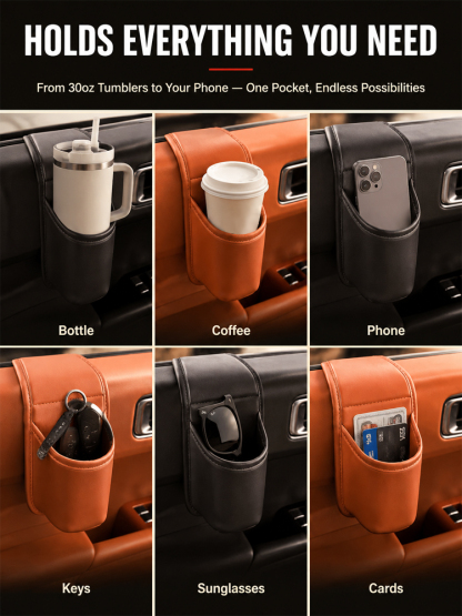 🚀 Door Pocket Holder: Mounts to hold drinks securely, No more car spills!