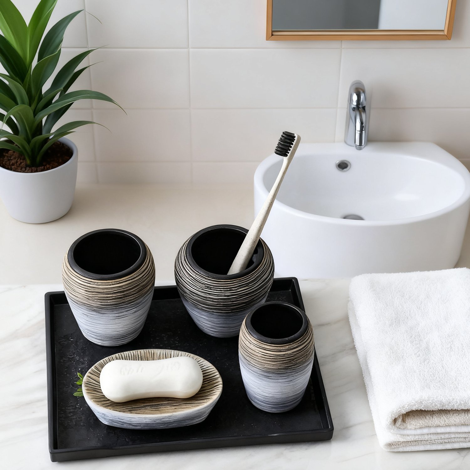Bathroom organizer ceramic set