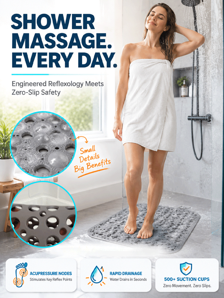 🚀 Non-Slip Mat: Grip to prevent dangerous slips, No more bathroom falls!