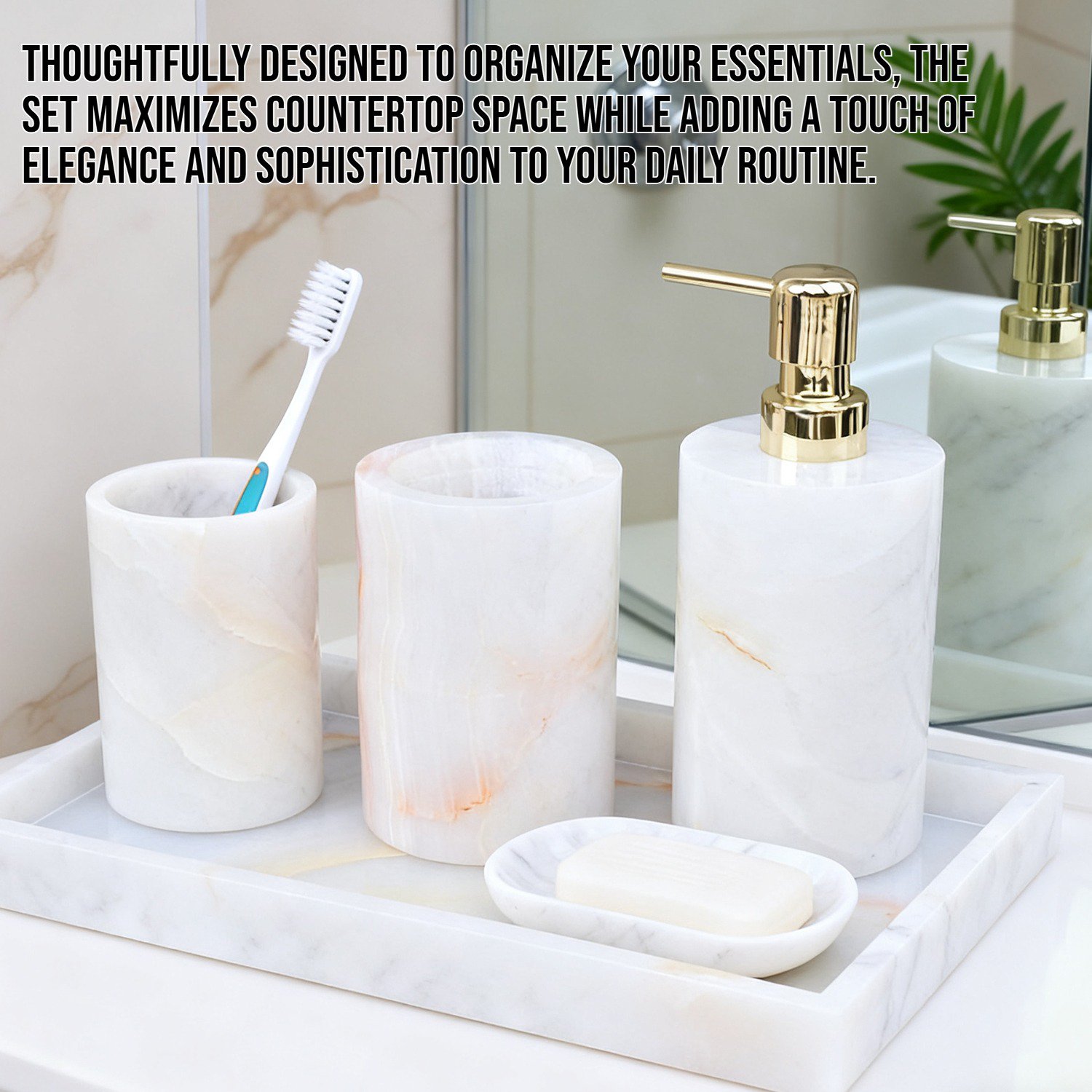Luxury marble effect bathroom accessories set