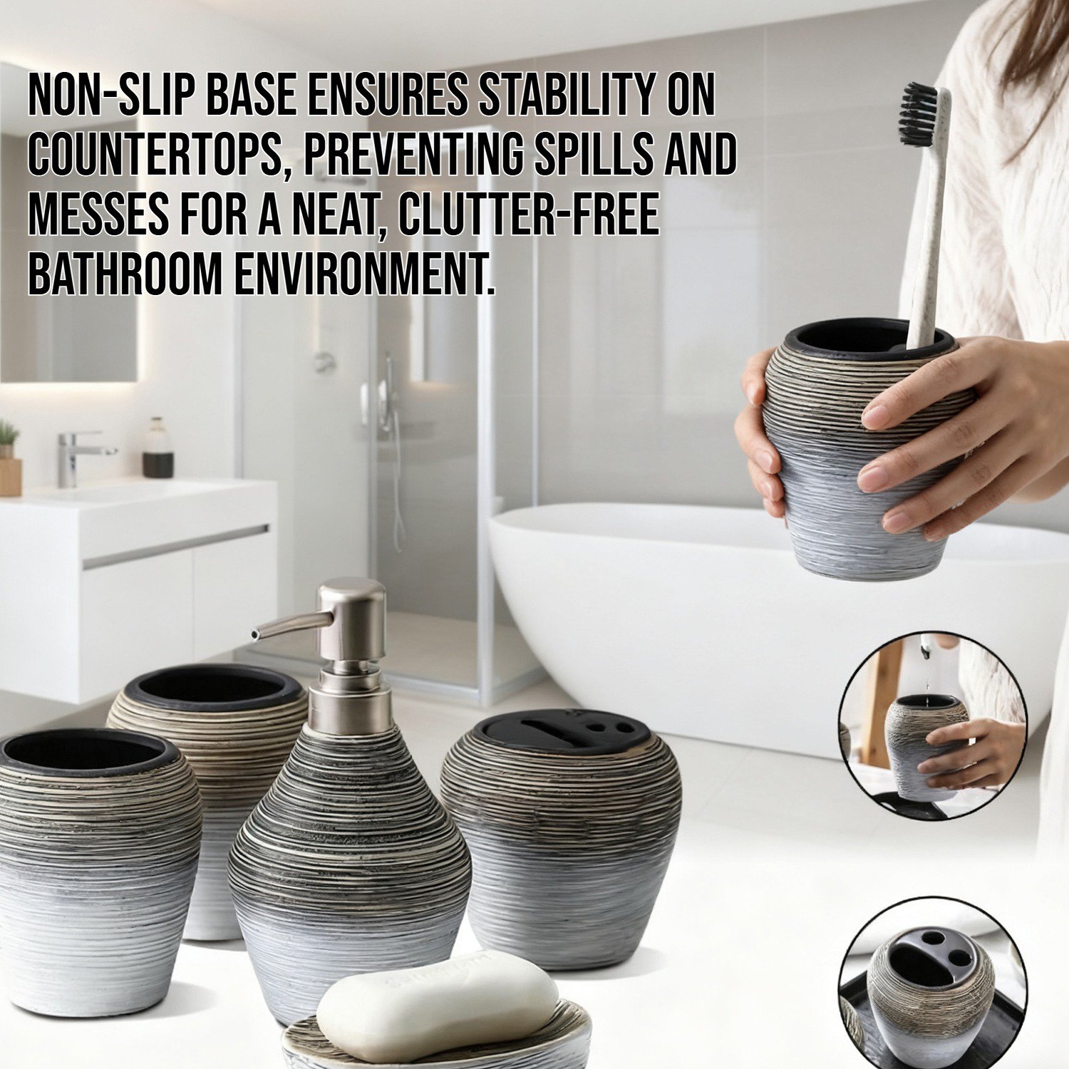 Elegant ceramic bathroom accessory set