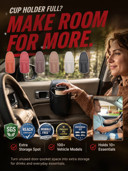 🚀 Door Pocket Holder: Mounts to hold drinks securely, No more car spills!