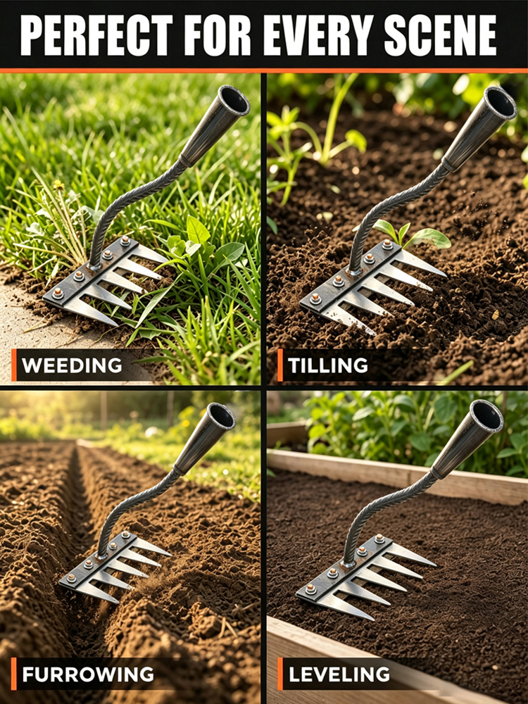🚀 Manganese Rake: 1 pull to clear weeds, No more backaches!