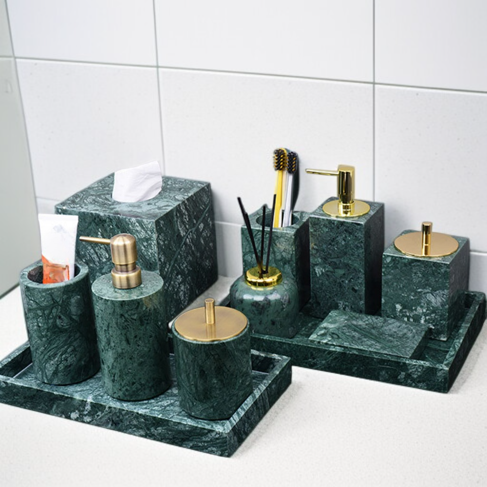 Marble resin bathroom cup soap box set