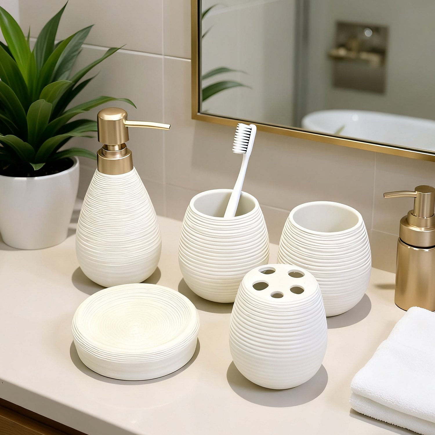 Durable ceramic bathroom accessories for organization