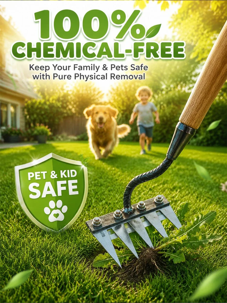 🚀 Manganese Rake: 1 pull to clear weeds, No more backaches!