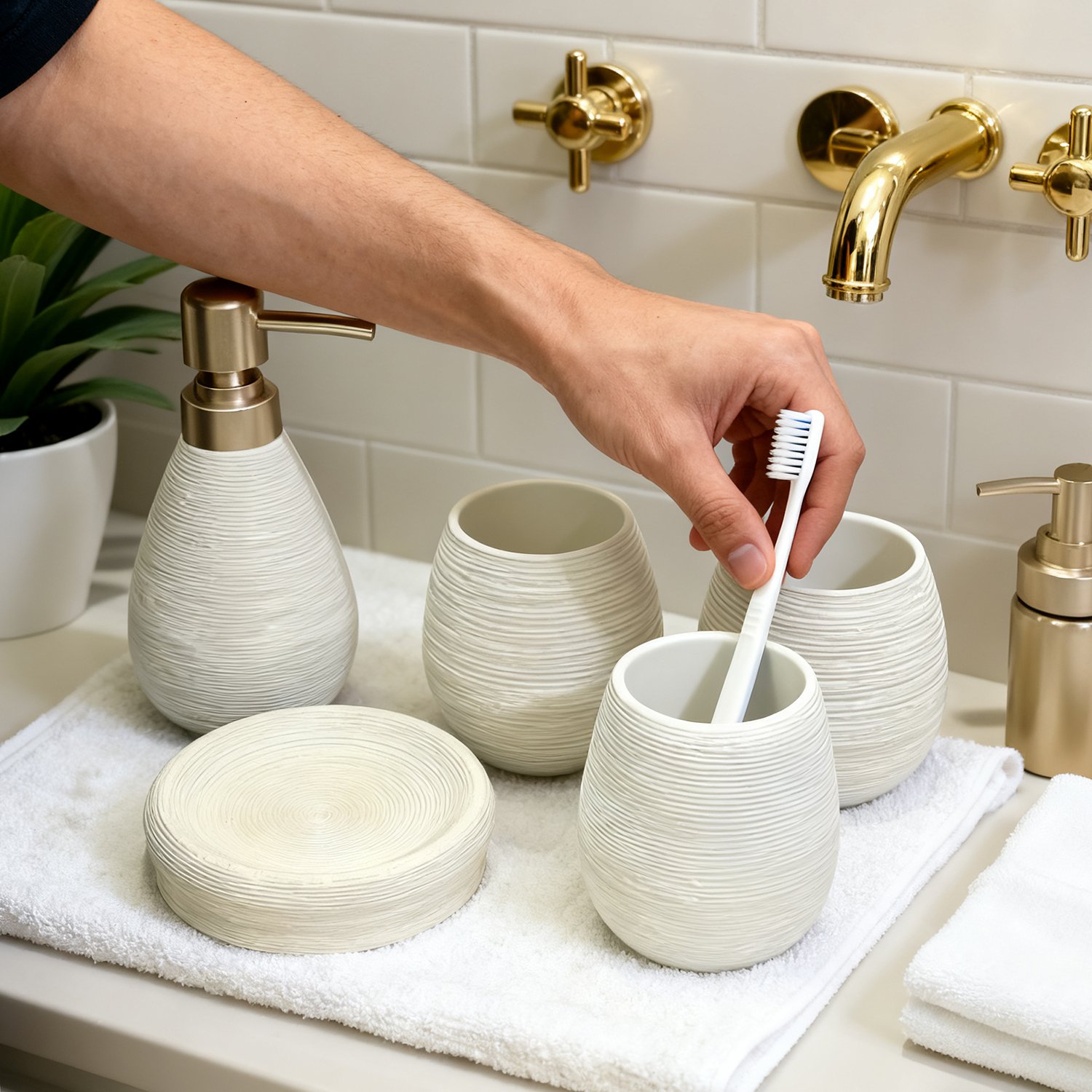 Stylish ceramic toothbrush holder