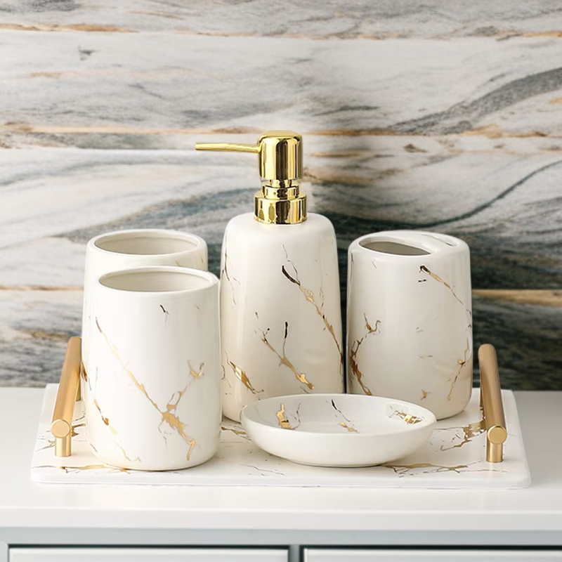 Ceramic hand sanitizer dispenser set for office use