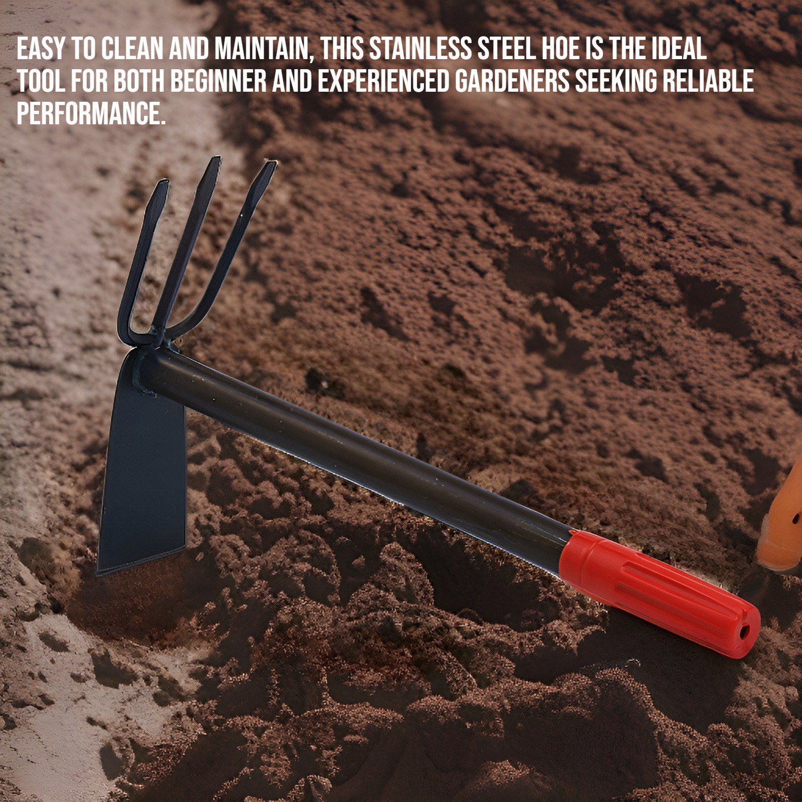 Durable stainless steel hoe for garden cultivation