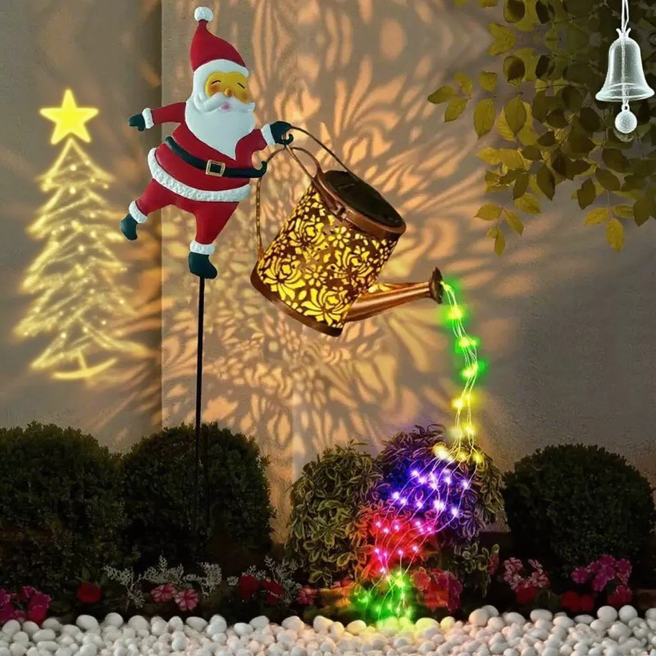 Lampa solarna ogrodowa w kształcie Mikołaja do dekoracji podwórka