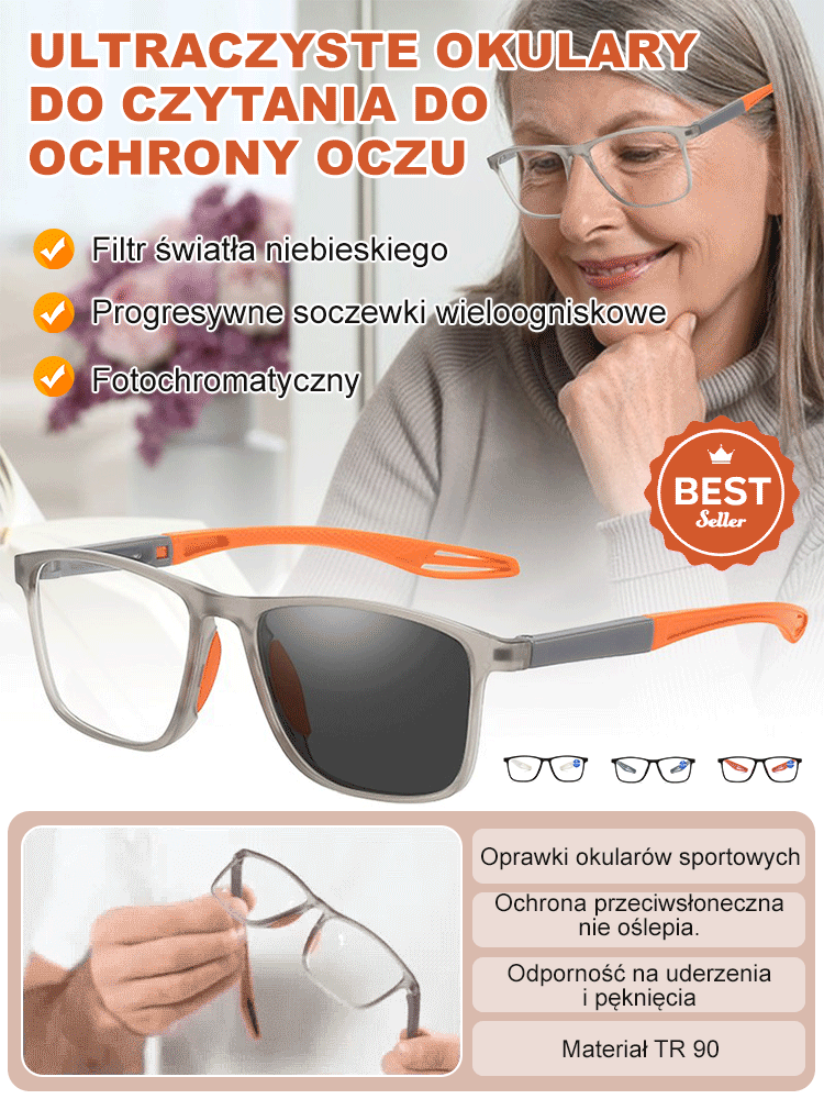 【Ultralekkie progresywne okulary multifokalne👓️】Nie wymagają badania wzroku, zapewniają 99% ochrony przed światłem niebieskim i nie parują zimą.