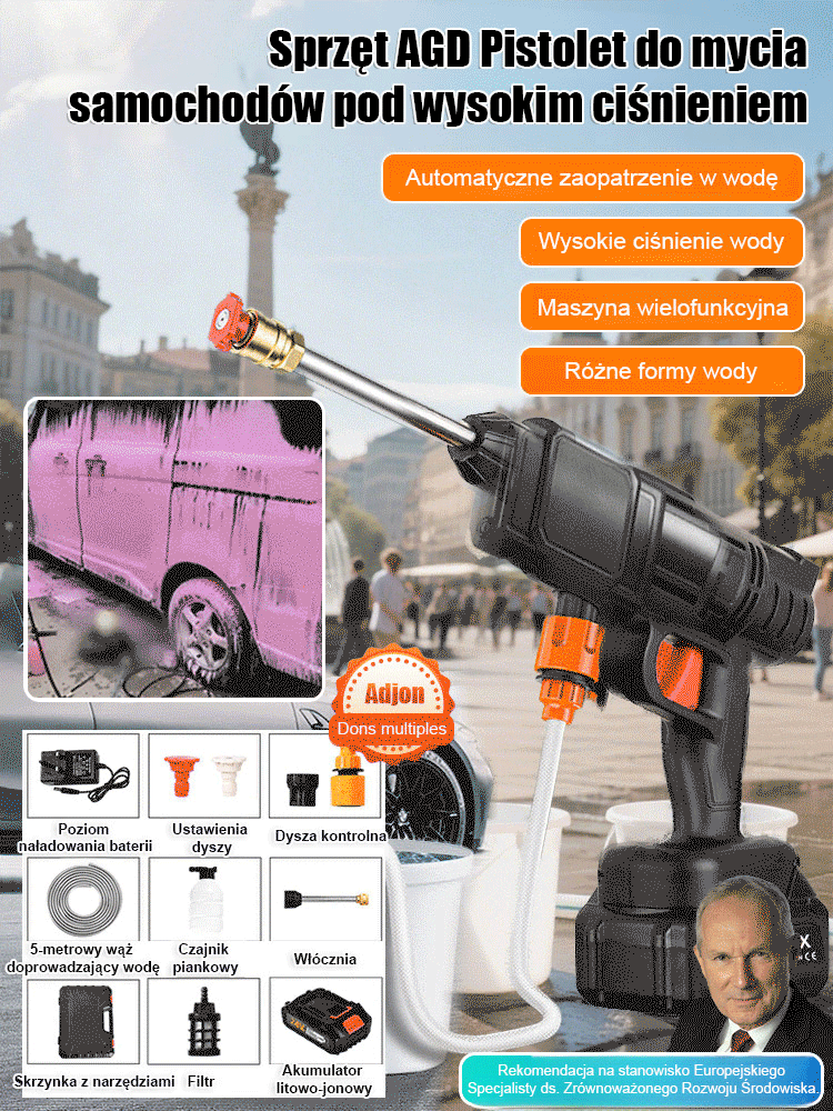 【Silny i wydajny przepływ wody】Domowy elektryczny wysokociśnieniowy pistolet na wodę do mycia samochodu💧