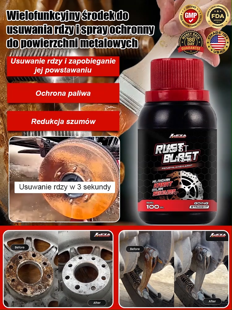 Wielofunkcyjny spray do usuwania rdzy i ochrony powierzchni metalowych.