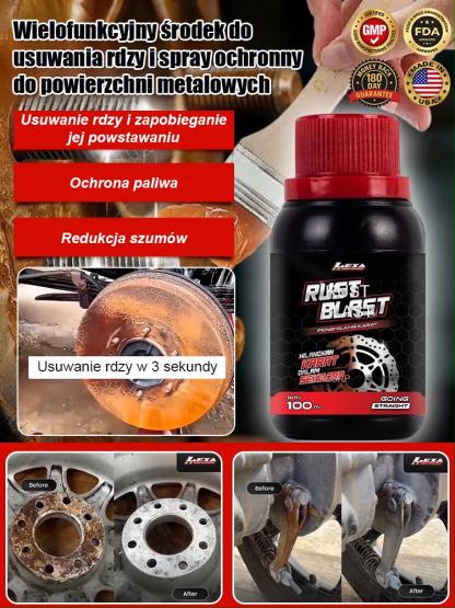 Wielofunkcyjny spray do usuwania rdzy i ochrony powierzchni metalowych.