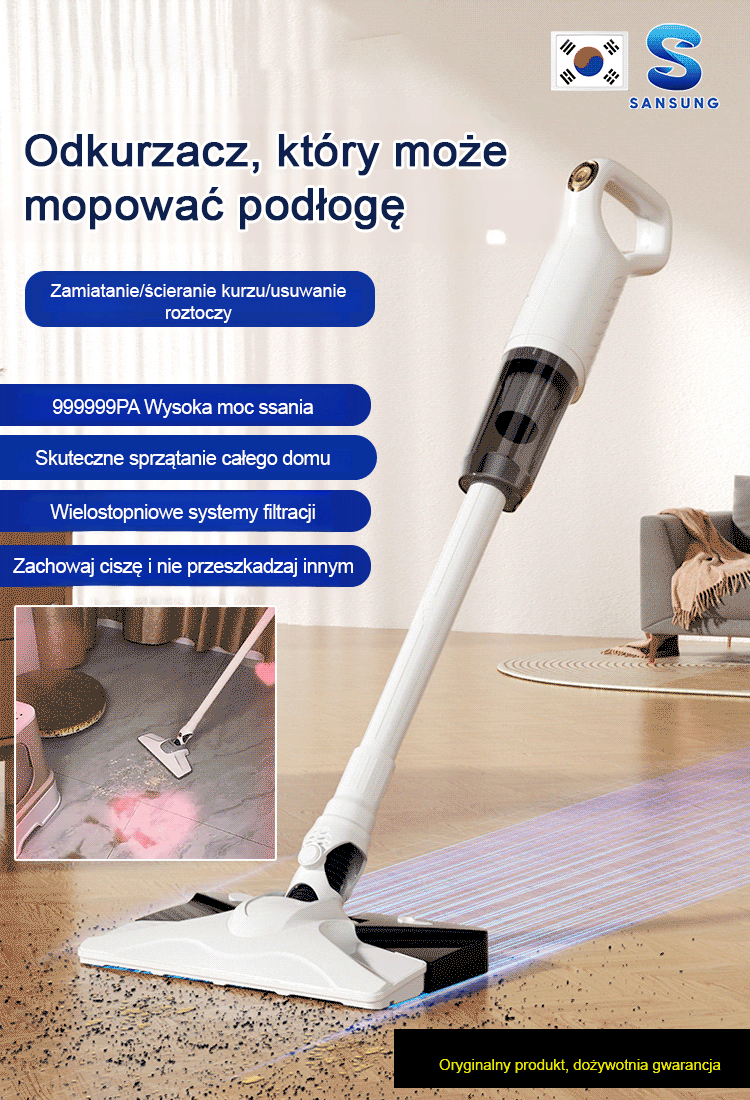 【Duża maszyna odsysająca do usuwania roztoczy i mopująca】2 w 1: odkurzanie + mycie podłóg ✨ 99,9% głębokie usuwanie roztoczy i dezynfekcja