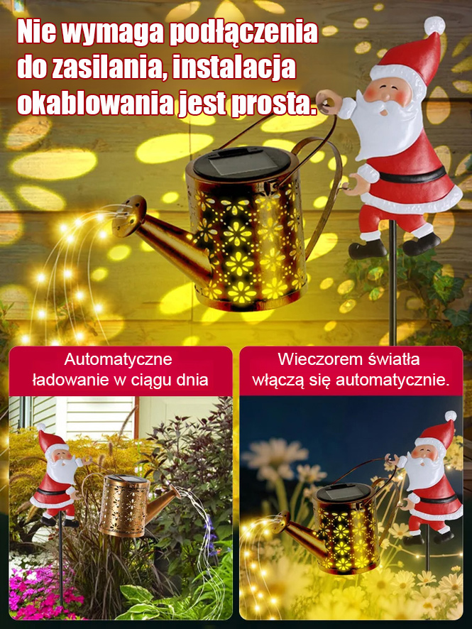 Lampa solarna ogrodowa w kształcie Mikołaja do dekoracji podwórka