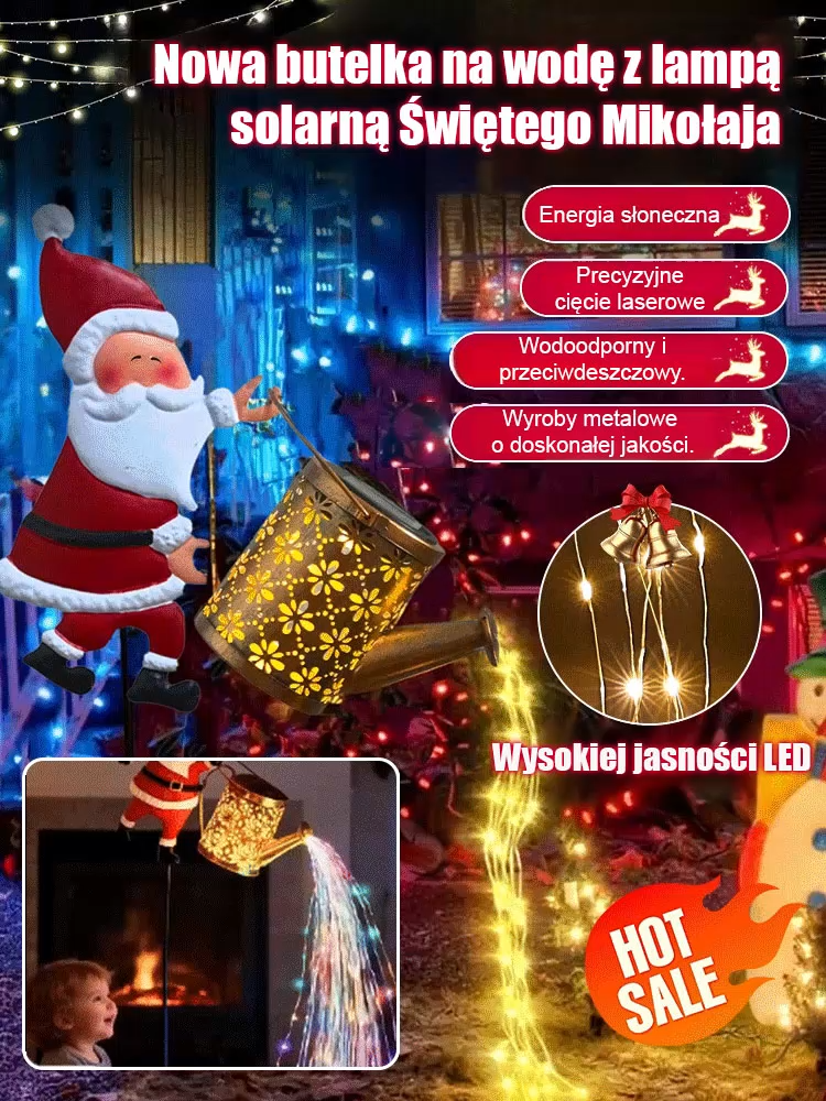 Lampa solarna ogrodowa w kształcie Mikołaja do dekoracji podwórka