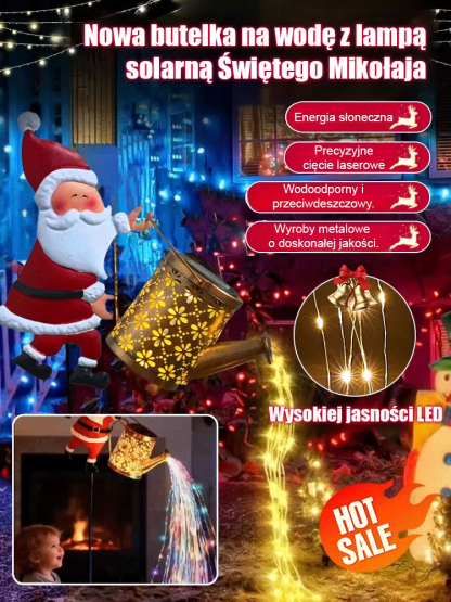 Lampa solarna ogrodowa w kształcie Mikołaja do dekoracji podwórka