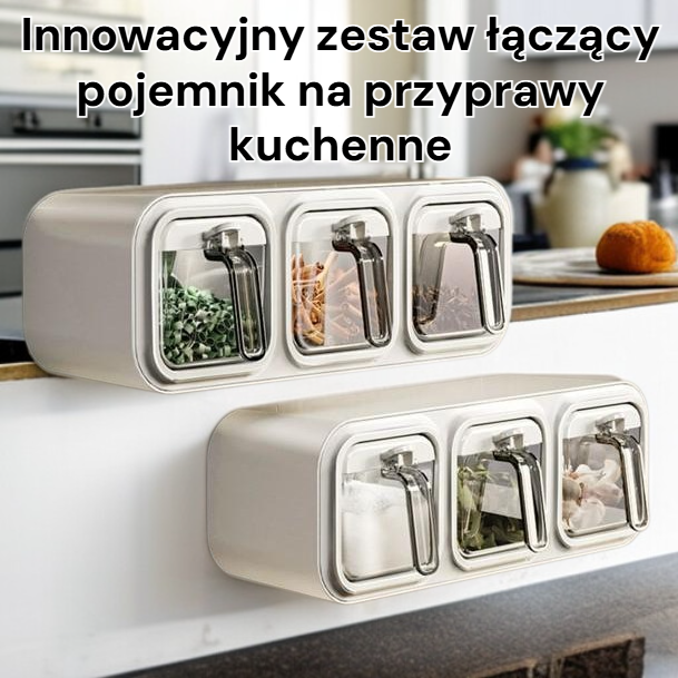Zestaw łączący pojemnik na przyprawy kuchenne i pudełko do przechowywania w domu