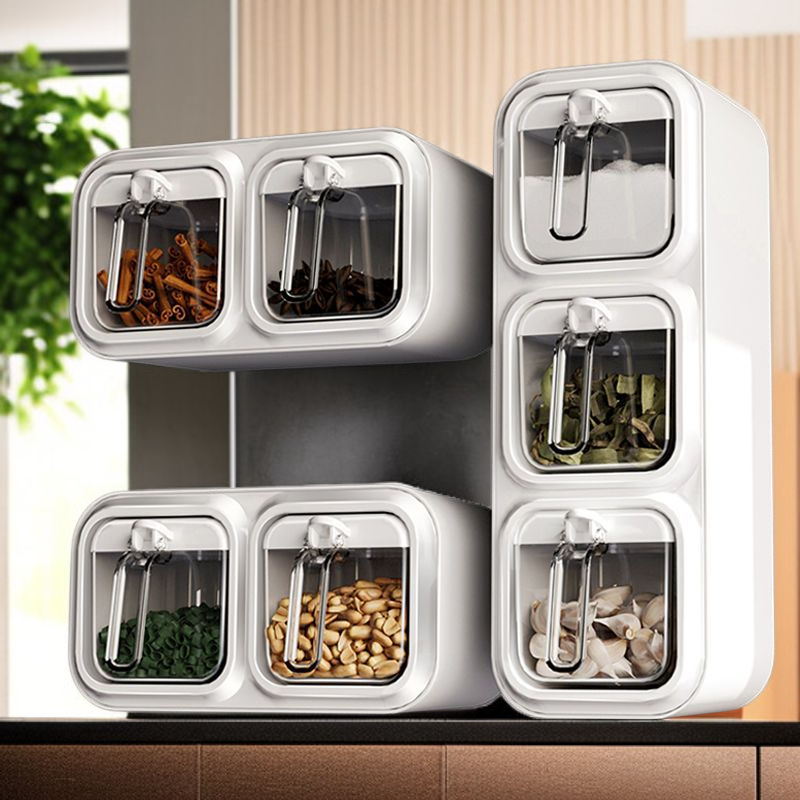 Zestaw łączący pojemnik na przyprawy kuchenne i pudełko do przechowywania w domu