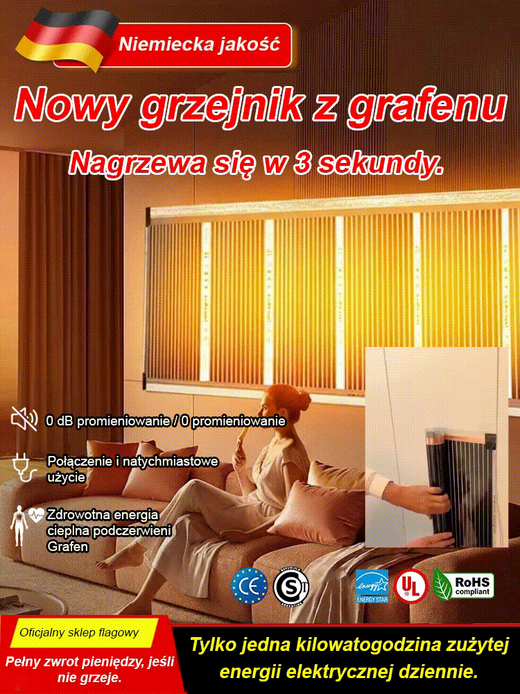 👍Grafenowa folia grzewcza na ścianę - Ciepło w 3 sekundy - Cicha, bezpieczna i superoszczędna