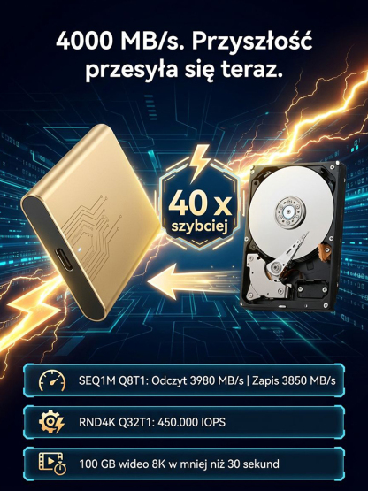 【Uniwersalny dla telefonów i komputerów】Wysokiej prędkości przenośny dysk SSD