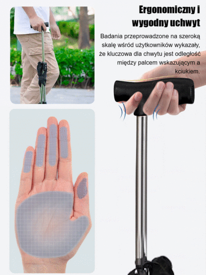 2w1 Składana Laska z Siedziskiem dla Seniora – Lekka (0.6kg) i Wytrzymała (150kg)