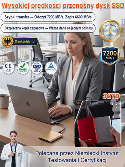 [10 Lat Gwarancji] Błyskawiczny Zewnętrzny Dysk SSD 32TB | Płatność przy odbiorze
